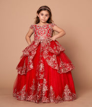 Load image into Gallery viewer, LA Merchandise LAZWB102 Embroidered Off Shoulder Mini Quince Dress - RED/GOLD - LA Merchnadise