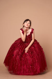 LA Merchandise LAZWB103 Off Shoulder 3D Floral Little Quince Dress - BURGUNDY - LA Merchnadise