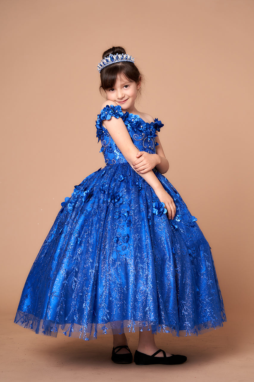 LA Merchandise LAZWB103 Off Shoulder 3D Floral Little Quince Dress - ROYAL BLUE - LA Merchnadise