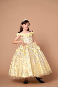 LA Merchandise LAZWB103 Off Shoulder 3D Floral Little Quince Dress - YELLOW - LA Merchnadise