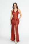 Load image into Gallery viewer, Wholesale Evening Long Dress V-Neck Pleated Formal Gown By LAF5302 - WINE - Dress LAF