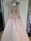 Load image into Gallery viewer, Clearance Pink Size 6 Wholesale Beaded Floral A-Line Long Prom &amp; Formal Gown By Terani Couture 2215P0033 - - Terani Couture