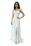 Load image into Gallery viewer, LAHTL3049L Wholesale Off-White Sleeveless Satin Sweetheart Corset Bodice Lace-Up Back Wedding Dress - OFF WHITE - Wedding Dress LAH