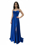 Load image into Gallery viewer, LAHTL3049L Wholesale Satin Corset Long Prom Dress Spaghetti Strap Formal Gown with Lace-Up Back - ROYAL - Long Formal Dress LAH