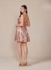 Load image into Gallery viewer, Wholesale Sweetheart Keyhole Metallic Pleated Fit-and-Flare Short Homecoming Dress by LAXA825 - - Cocktail Dress LAX