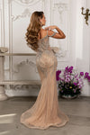 Cargar imagen en el visor de la galería, LA8259 Wholesale Off-Shoulder Sheath Prom Evening Gown with Deep V-Neckline &amp; Sweep Train - - Long Prom Dress LA Merchandise
