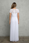 Load image into Gallery viewer, Simple Short Sleeve Lace Chiffon Wedding Dress By LA Merchandise LAV3486