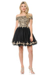 Load image into Gallery viewer, Off-Shoulder Embroidered Bodice Short Tulle Dress with Scalloped Neckline for Special Events By LAF8124