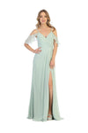Load image into Gallery viewer, La Merchandise LA1732 Cold Shoulder Simple Chiffon Bridesmaids Dress - SAGE - Dress LA Merchandise