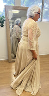 Load image into Gallery viewer, Wholesale 3/4 Illusion Sleeve Beaded Lace Appliqué A-Line Mother of the Bride Gown by LA2227