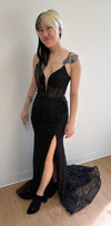 Load image into Gallery viewer, LA Merchandise LA2054 V-Neck Illusion Glitter Mermaid Pageant Dress - - Dress LA Merchandise