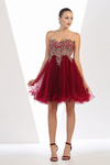 Load image into Gallery viewer, La Merchandise LA1414 Strapless Short Wholesale Homecoming Party Dress - BURGUNDY - LA Merchandise