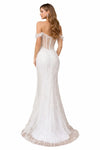 Load image into Gallery viewer, LAHTL3043C Wholesale Off-White Off-Shoulder Beaded Corset Wedding Dress with Sheer Boned Bodice - - Wedding Dress LAH