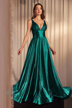 Load image into Gallery viewer, LA Merchandise LAR2349 V-Neck Glitter Satin Prom Dress Sparkling Formal Gown with High Slit