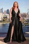 Load image into Gallery viewer, LA Merchandise LAR2349C V-Neck Glitter Satin Prom Dress Sparkling Formal Gown with High Slit