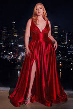Load image into Gallery viewer, LA Merchandise LAR2349C V-Neck Glitter Satin Prom Dress Sparkling Formal Gown with High Slit