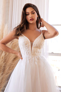 LA Merchandise LAR0154B Sleeveless Plunging V-Neck A-Line Bridal Dress