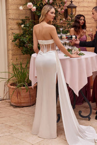 LA Merchandise LARCD269B Sheer Bustier Off White Bridal Evening Gown - - Dress LA Merchandise