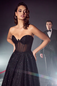 LA Merchandise LARCD275 A-line Glitter Corset Prom Long Gown