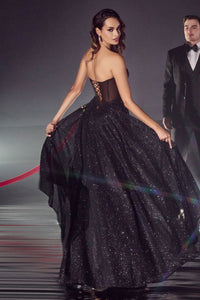 LA Merchandise LARCD275 A-line Glitter Corset Prom Long Gown