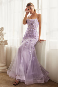 LA Merchandise LARCD995 3D Floral Mermaid Formal Corset Prom Dress
