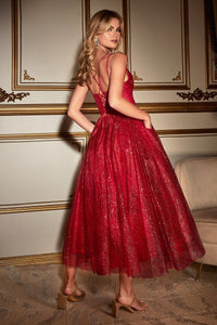 LA Merchandise LARCD996T Dual Straps Glitter A-line Vintage Dress