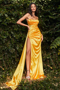 LA Merchandise LARS411 Strapless Satin Prom Gown