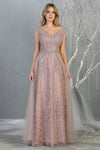 Load image into Gallery viewer, La Merchandise LA1799 Plus Size V-Neck Embroidered A-line Formal Gown - MAUVE - LA Merchandise