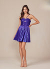 Load image into Gallery viewer, Wholesale Sweetheart Keyhole Metallic Pleated Fit-and-Flare Short Homecoming Dress by LAXA825 - - Cocktail Dress LAX