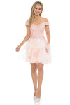 Load image into Gallery viewer, Off-Shoulder Sweetheart Lace Bodice Short Dress with Layered Tulle Skirt for Parties By LAF8130
