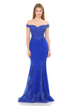 Load image into Gallery viewer, Off-Shoulder Mermaid Gown with Beaded Lace Bodice &amp; Flared Hem Panels for Formal Events By LAF8137