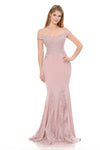 Load image into Gallery viewer, Off-Shoulder Mermaid Gown with Beaded Lace Bodice &amp; Flared Hem Panels for Formal Events By LAF8137