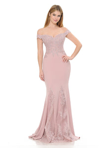 Off-Shoulder Mermaid Gown with Beaded Lace Bodice & Flared Hem Panels for Formal Events By LAF8137