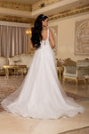 Cargar imagen en el visor de la galería, LA8249 Wholesale Ivory Floral Lace Applique A-Line Wedding Gown with Square Neckline &amp; Tulle Skirt - - Wedding Dress LA Merchandise