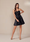 Load image into Gallery viewer, Wholesale Sweetheart Keyhole Metallic Pleated Fit-and-Flare Short Homecoming Dress by LAXA825 - Black - Cocktail Dress LAX