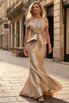 Load image into Gallery viewer, Terani Couture 2021E2835 Clearance Almond Champagne Size 4 Wholesale Mermaid Mother of the Bride Gown - - Dress Terani Couture