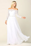 Load image into Gallery viewer, Eva USA 3414 Long Off Shoulder Lace Chiffon Wedding Dress - Wedding Dress
