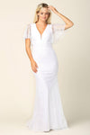 Load image into Gallery viewer, Eva USA 3420 Bridal Long Gown Wing Sleeve Lace Wedding Dress - White / XS - Wedding Dress