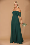Load image into Gallery viewer, Eva USA 3454 Long Formal Bridesmaids Chiffon Evening Gown - Hunter Green / S - Long Bridesmaids Dress