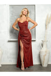 Load image into Gallery viewer, Eva USA 3469 Long Glitter Fitted Formal Prom Dress - Burgundy / XS - Prom Dresses