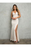 Load image into Gallery viewer, Eva USA 3476 Long Formal Fitted Glitter Prom Dress - Platinum / XS - Prom Dresses