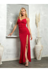 Load image into Gallery viewer, Eva USA 3476 Long Formal Fitted Glitter Prom Dress - Red / XS - Prom Dresses