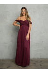 Load image into Gallery viewer, Eva USA 3494 Long A Line Formal Prom Dress - Burgundy / S - Prom Dresses