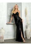 Load image into Gallery viewer, Eva USA 5253 Formal Fitted Beaded Long Slit Prom Dress - Black / XS - Prom Dresses