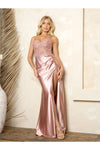 Load image into Gallery viewer, Eva USA 5253 Formal Fitted Beaded Long Slit Prom Dress - Dusty Rose / XS - Prom Dresses