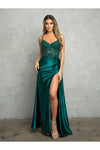 Load image into Gallery viewer, Eva USA 5253 Formal Fitted Beaded Long Slit Prom Dress - Hunter Green / XS - Prom Dresses
