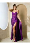 Load image into Gallery viewer, Eva USA 5253 Formal Fitted Beaded Long Slit Prom Dress - Purple / XS - Prom Dresses