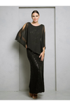 Load image into Gallery viewer, Formal Cold Shoulder Cape Mother of the Bride Dress By LA Merchandise LAV3496 - Black - Mother of the Bride Dresses LAV