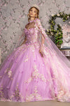 Load image into Gallery viewer, LA Merchandise LAS3467 Lilac Floral Cape Quinceañera Ball Gown - Lilac - Dress LAS