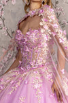 Load image into Gallery viewer, LA Merchandise LAS3467 Lilac Floral Cape Quinceañera Ball Gown - - Dress LAS